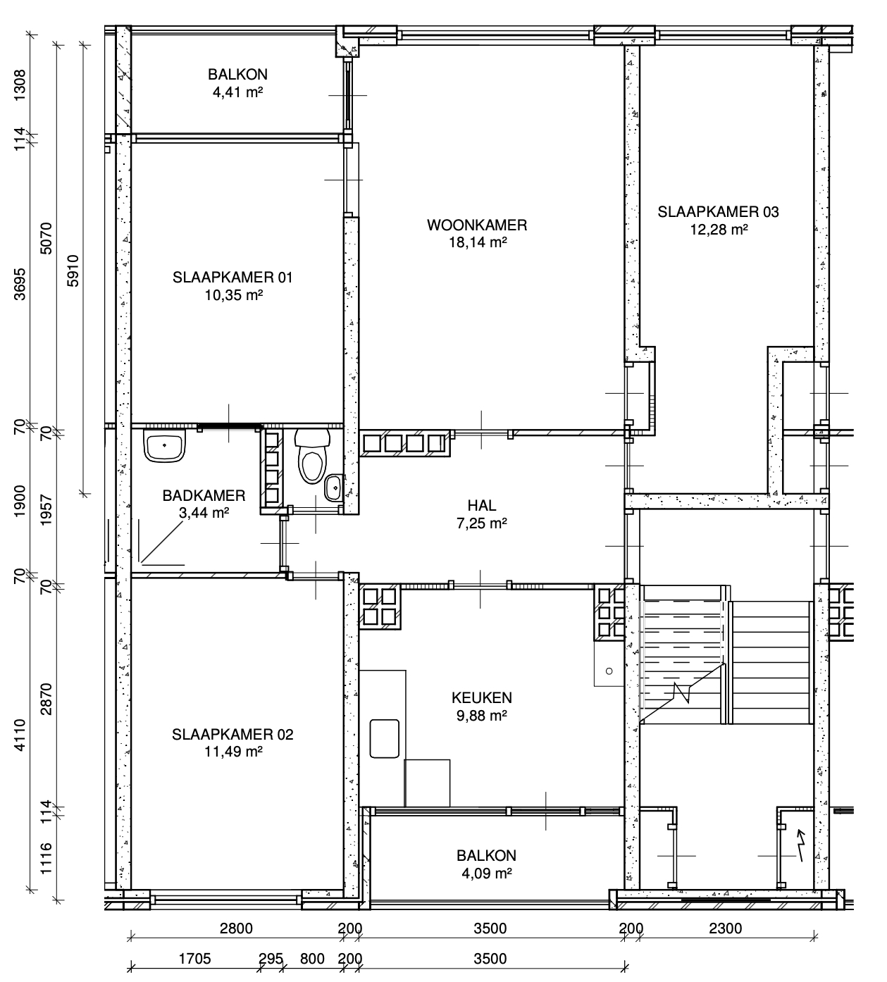 Kamer aan Kennemerduinstraat, Amsterdam 9
