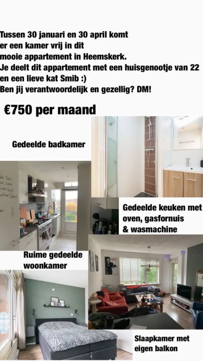 Kamer te huur aan de Zeelaan in Heemskerk